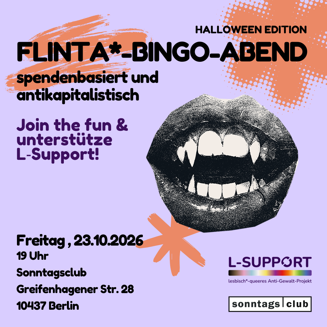 Der nächste antikapitalistische FLINTA* Bingo Abend steht an!